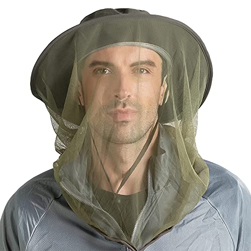 Peicees 2Pcs Head Net Hats for Men Women Adventure Fishing Hat Safari Hat for Hunting Camping Hiking, Army Green and Dark ...