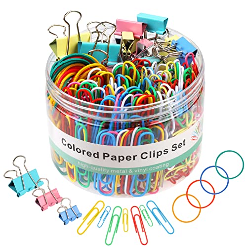 300 Pcs Binder Clips, Rubber Bands, Office Set, Paper Clips, School & Teacher Supplies for Office Desk Essentials (Assorte...