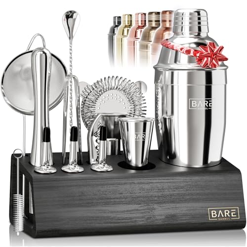 BARE BARREL® Mixology Bartender Kit Bar Set | 14-Piece Cocktail Shaker Set | Martini Barware Mixing Tools for Home Bartend...