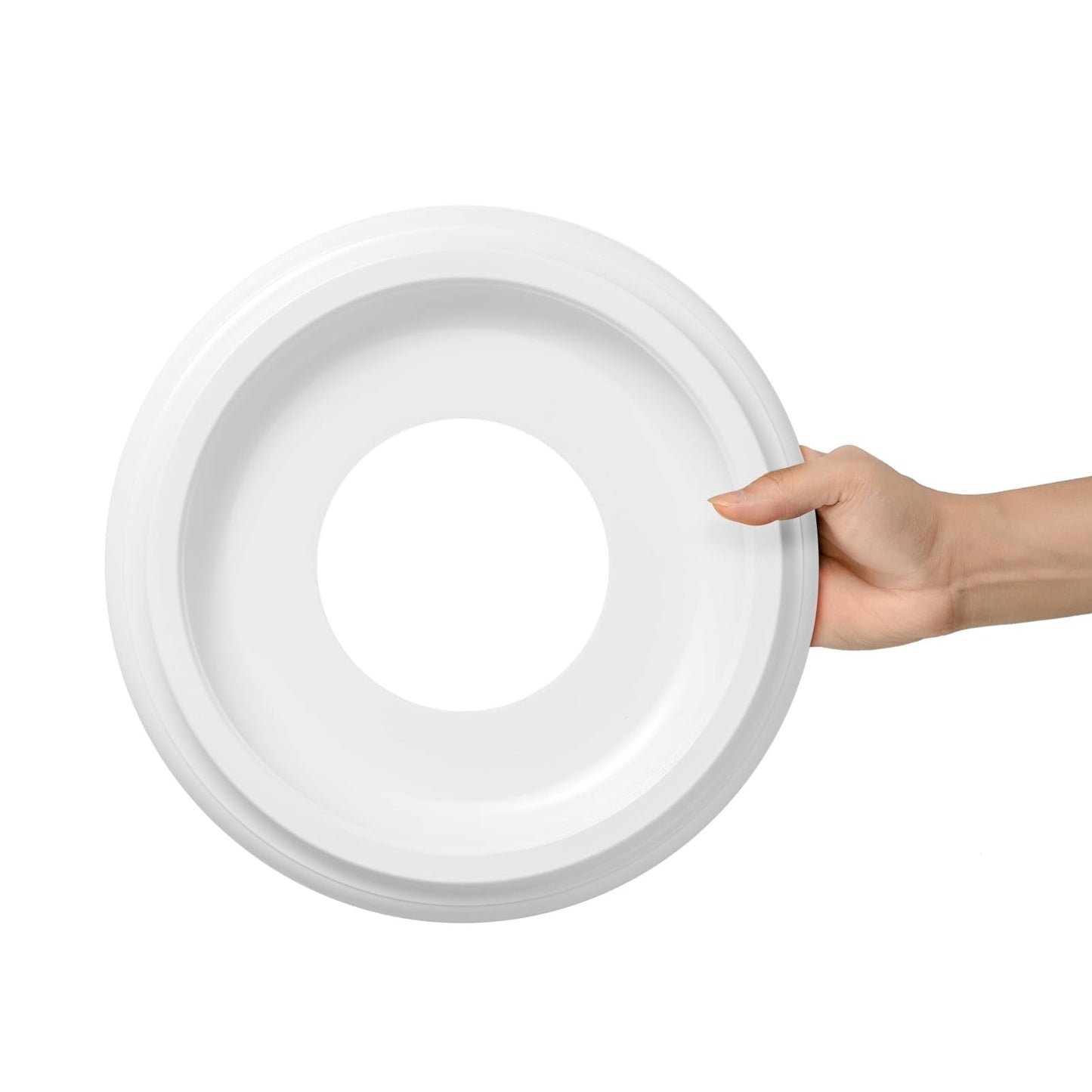 ELFCAB 4 Pack White Molded Nylon Ceiling Medallion for Light Fixtures and Ceiling Fans 10"OD x 4"ID x 1"P (Fits Canopies up to7-1/4")