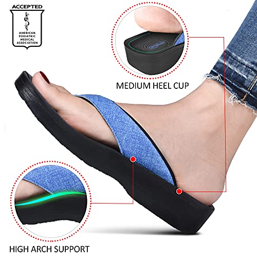 Aerothotic Arch Support Flip Flops for Women Comfortable Orthopedic Cushioned Memory Foam Footbed with Faux Leather Padded...