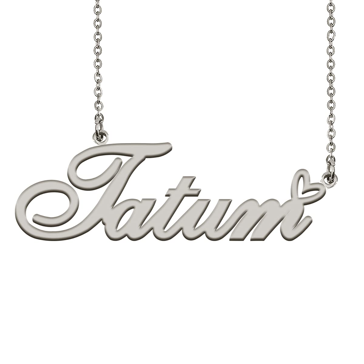 HUAN XUN Personalized Name Necklace Silver Tatum Necklace for Women Best Bridesmaid Heart Pendant Jewelry Gift