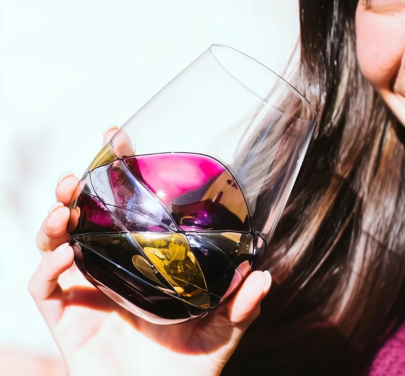 Antoni Barcelona Stemless Wine Glasses – Hand‑Painted Set of 2 Unique Wine Gift for Wedding, Anniversary, Housewarming & Christmas • Sagrada Familia Style • Ideal for Women & Men