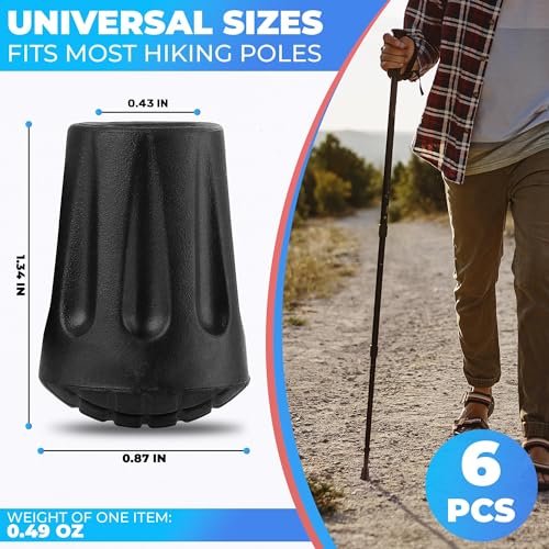 Park Ridge Outfitters Hiking Pole Tips - 6 Pack - Replace Lost or Worn Standard Hiking and Trekking Pole Tips