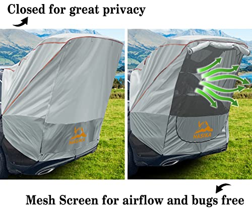 Hasika Canopy Tent Easy Set Up Sun Shade with Mesh Netting for Camping Road Trip Park Waterproof 3000MM UPF 50+ Gray