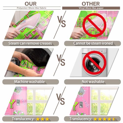 Monalivest 72x43inch Fabric Green and Pink Happy Birthday Backdrop Cheerleading American High School Lockers Photography B...