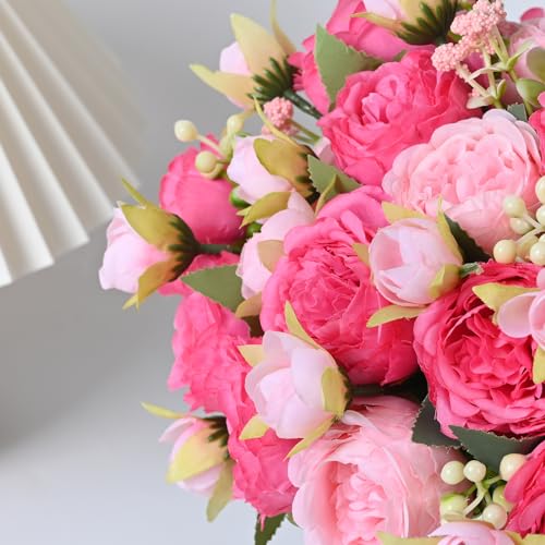 MARTINE MALL 4 Packs Peonies Artificial Flowers, Mixed Pink Artificial Peonies, Silk Peonies Flowers Fake Peonies Artifici...