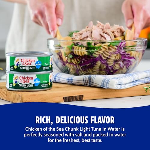 Chicken of the Sea Wild Caught Chunk Light Tuna, 5 Ounce Cans, 24-Count – High Protein 100% Classic Chunk Tuna in Water – ...