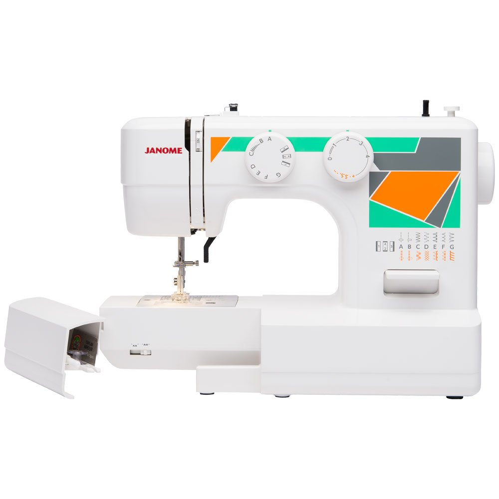 Janome MOD-15 Easy-to-Use Sewing Machine with 15 Stitches, Adjustable Stitch Length and 5-Piece Feed Dogs