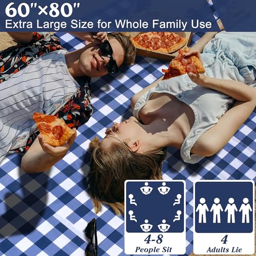 ALLBFENG 80"x60" Waterproof Sandproof Picnic Mat - Portable Foldable Outdoor Blanket for Beach, Park, Travel & Indoor Use...