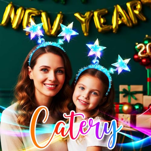 Catery Light Up Star Headband Star Headpiece Rave Costume Accessories for Girls and Women