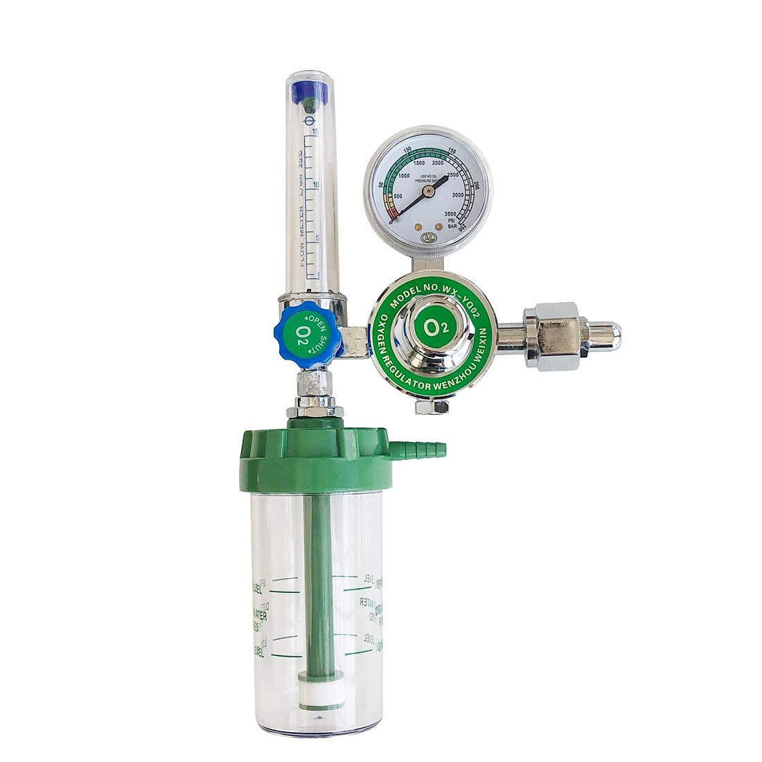 WX-YQ02 Oxygen Pressure Gas Regulator Inhaler O2 Pressure Reducer Oxygen Gauge Flow Meter,Buoy Type Female Thread and Tube