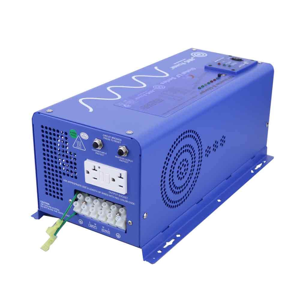 Aims Power 2000 Watt Pure Sine Inverter Charger 120 Vac Single Phase 48 Vdc, 6000W Surge For 20 Seconds -3X Surge Capability, Ba