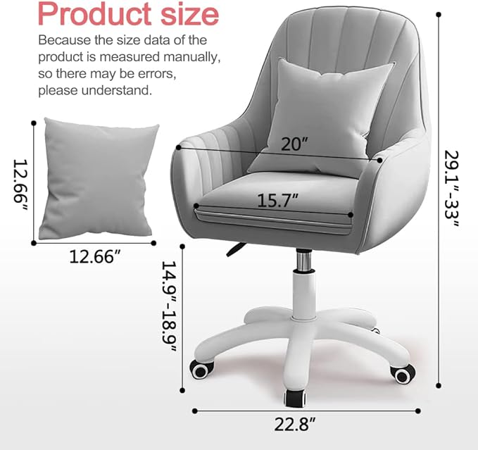 XUEGW Home Office Chair Computer Chair with Mid-Back Upholstered Modern Tufted Computer Task Chair Swivel Height Adjustable Velvet Accent Chair