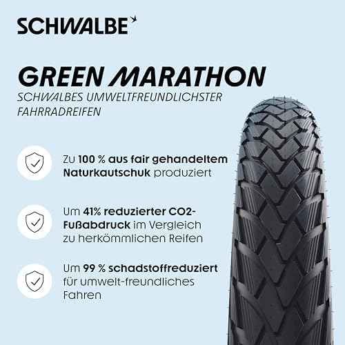 Schwalbe Green Marathon Tire - 26 x 1.50, Clincher, Wire, Black/Reflective, Performance Line, GreenGuard, TwinSkin,