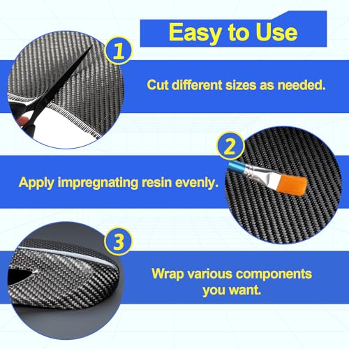Carbon Fiber Fabric Roll, 6.5ft x12 Inches 2x2 Twill Weave 3k/220g, Black Pure Fabric Carbon Fiber Sheet Structural Reinfo...