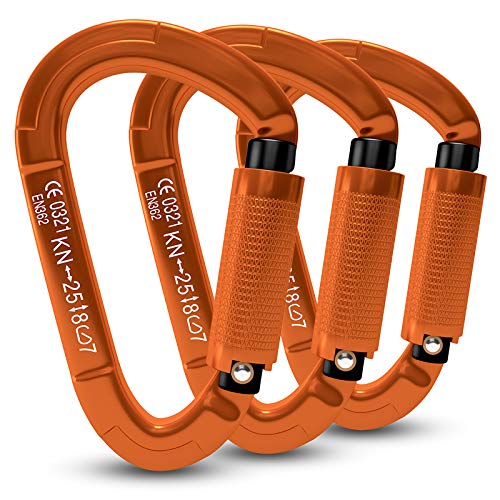 FVW Auto Locking Rock Climbing Carabiner Clips, UIAA Certified Professional 25KN (5620 lbs) Heavy Duty Caribeaners for Rap...