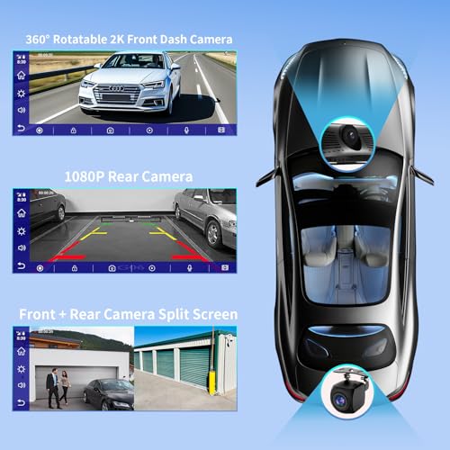 8.1" Wireless Carplay Screen for Car with 2K DVR & 1080P Backup Camera, Portable Touchscreen Car Stereo with Carplay & And...