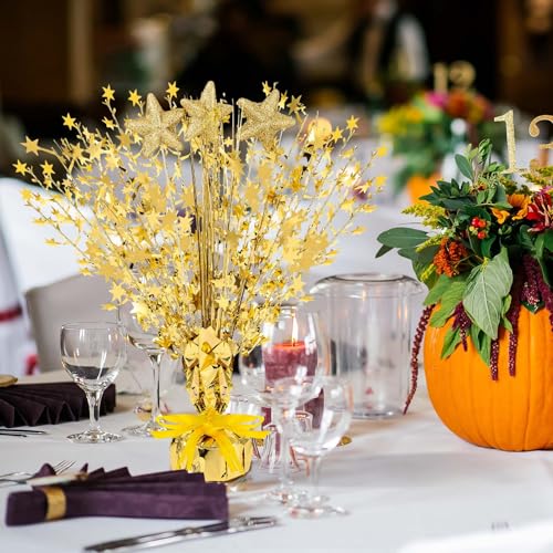 Wenqik 6 Pcs Spray Centerpiece Foil Star Centerpieces New Year Christmas Metallic Star Table Decorations for Party Event A...