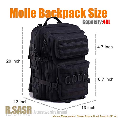 R.SASR Military Tactical Backpack 45L Large Tactical Backpack for Men, Hiking Rucksack With Bottle Holder