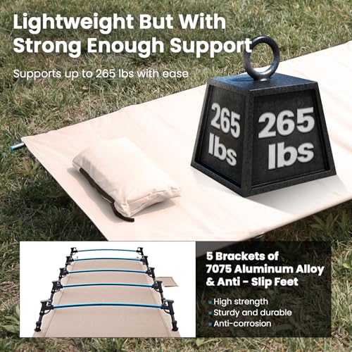 FUNDANGO Ultralight Folding Camping Cot, Extra Long Backpacking Camping Cots for Adults Portable Cot Bed for Hiking Travel...