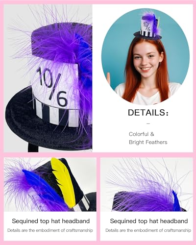 QLINLEAF Mini Top Hat Headband Accessory for Women Tea Party Halloween Cosplay Costume Party