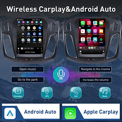 Ford Focus Car Stereo Radio 2012-2018 with Carplay/Android Auto, 10.4 Inch IPS Touch Screen Replacement with GPS Navigatio...