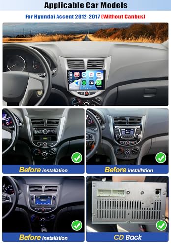 2G+64G Android 13 Car Stereo for Hyundai Accent 2012-2017 with Wireless Carplay Android Auto 9" Touchscreen Car Radio with...