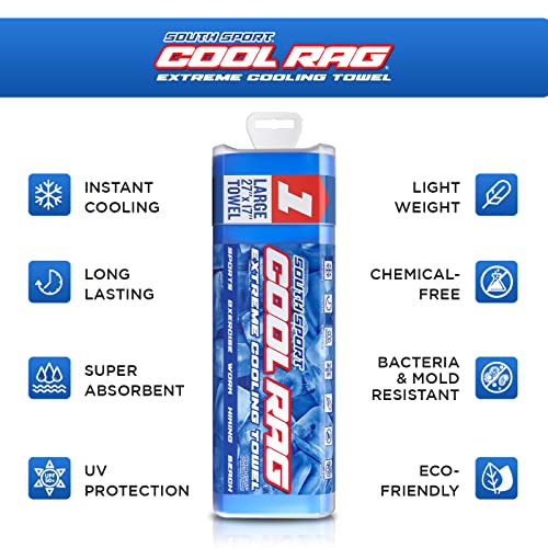 South Sport Cool Cool RAG Extreme Cooling Towel for Heat Relief - PVA Cooling Towel for Workout, Gym, Running and for Othe...
