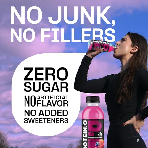 Protein2o Hydration Drink - 2-in-1 Liquid Clear Whey Protein Isolate and Electrolyte Drink - 20g Protein, Vitamins B5, B6...