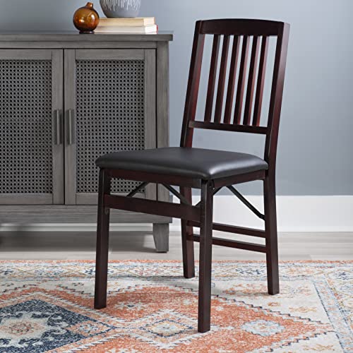Linon 01825ESP-02-AS-U Triena Mission Back Set of 2 Folding Chair, 17" w x 20" d x 36" h, Brown