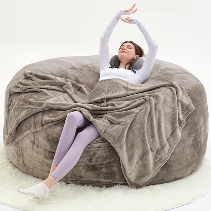 5FT,Big Bean Bag Chairs for Adults，Bag with Filler Included，Comfortable and Soft Plush ，Memory Foam Bean Bag,Oversized Bean Bag,Read Chair Suitable for Living Room and Bedroom (Black, 5 Foot)