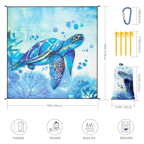 AISPARKY Beach Blanket Waterproof Sandproof Extra Large Beach Mat 79" X 83"/120"x108" for 2-8 Adults Quick Drying Durable ...