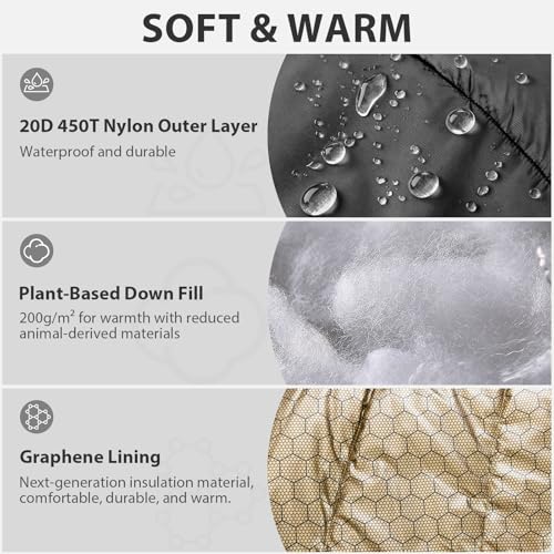 GEERTOP Portable Mummy Sleeping Bag with Graphene Lining for Adults Cold Weather 27°F to 40°F, Lightweight & Water-Resista...