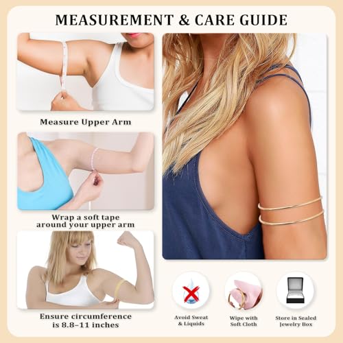 NOIMTTY 6 Pcs Gold Arm Cuff Jewelry for Women - Adjustable Minimalist Boho Upper Arm Cuffs Bracelet Bangle Set for Beach P...
