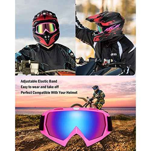 KEMIMOTO Dirt Bike Goggles - Motocross & ATV/UTV Goggles with Anti UV Protection