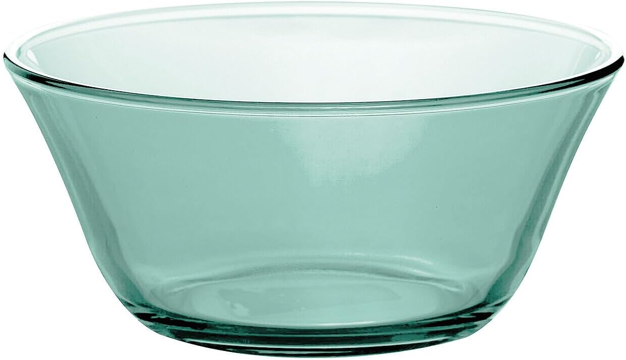 STP GOODS Glass Soup and Salad Bowl with Handles, Cobalt Transparent Glass Eating Plates, Circular Dinnerware for Salad, Bread, Dinner (Green 2 pcs)
