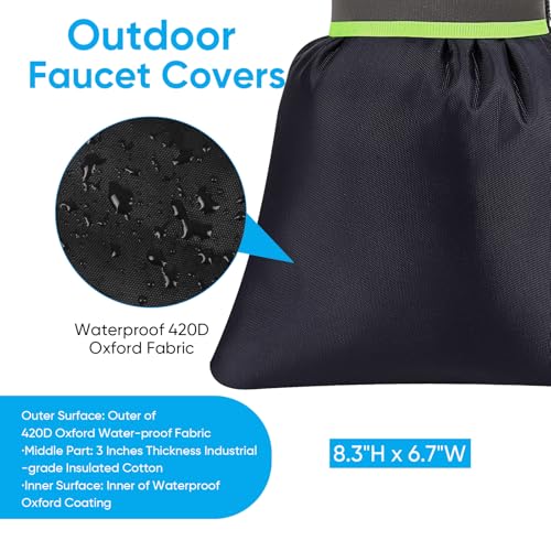 2Pack Outdoor Faucet Covers for Winter - Pro 6.7" W x 8.3" H Outdoor Water Faucet Cover Socks for Winter Freeze Protection...