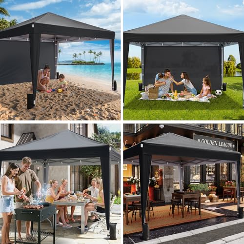 Driftalia 10x10 Pop Up Canopy with Sidewalls, Outdoor Instant Canopy Tent with Carry Bag for Commercial Events, Camping, B...