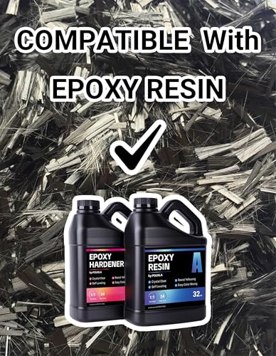 POURLA .25'' Chopped Carbon Fiber Flake 1.1 lb - 6mm High Strength Fiber for Forged Composites - Epoxy Resin Compatible Fo...