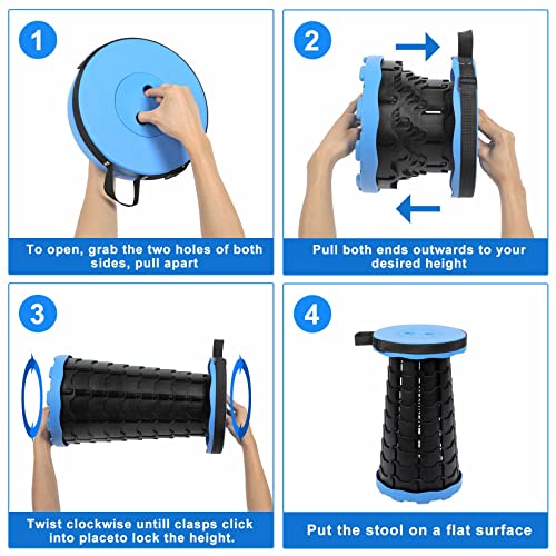 VOLIXOD Foldable Telescoping Stool Portable, Retractable Stool for Adults, Upgraded Collapsible Folding Seats with Load Ca...