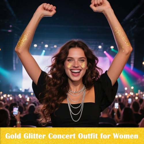 MEICOLY Gold Body Glitter,Yellow Face Glitter,Music Festival Accessories Outfits for Women,Hair Glitter for Kids,Sparkle G...