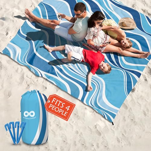 Everlasting Comfort Large Beach Blanket Waterproof & Sandproof - 80" x 80"/ 6.7ft x 6.7ft - Lightweight Picnic Mat, Campin...