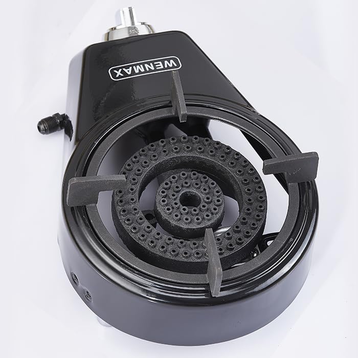 WENMAX Single Burner Propane Stove, Portable Gas Stove with Propane Adapter Hose, High Heat Value 15000 BTU, Smart Valve P...
