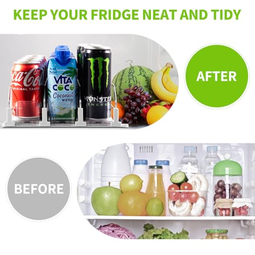 Drink Organizer for Fridge, Soda Can Dispenser for Refrigerator, Automatic Drink Dispenser for Fridge Holds up to 15 Cans,...