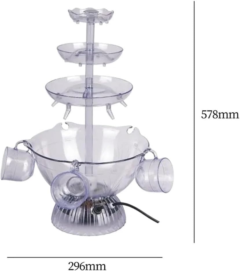 Electric Red Wine and Champagne Fountain Machine 3-Tier Electric Fountain Drink Machine with LED Lighted Base Includes 5 R...