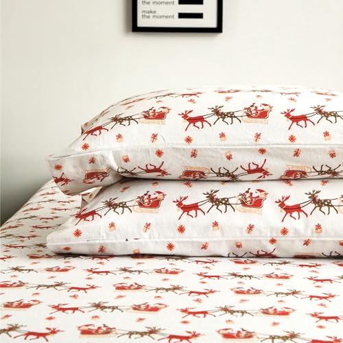 Elegant Comfort Ultra Soft 4-Piece 100% Turkish Cotton Flannel Sheet Set - Holiday Christmas Flannel Sheets, Warm and Cozy...