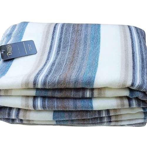 DAVLINA, Alpaca Wool Throw Blanket | Super Soft, Lightweight, Breathable and Hypoallergenic | Non-Itchy or Scratchy (Blue ...