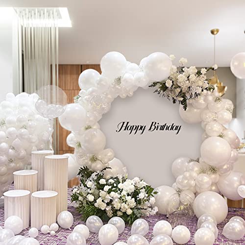 Pearl White Balloons Different Sizes 5 10 12 18 Inch, 134 Pcs White Balloon Garland Arch Kit, Royal White Latex Balloons f...