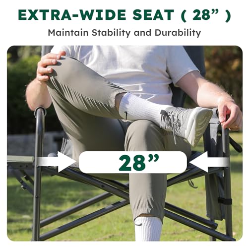 Colegence Oversized Directors Camping Chair Set of 2 Support 600 LBS, Heavy Duty Folding Outdoor Chairs with Detachable Si...